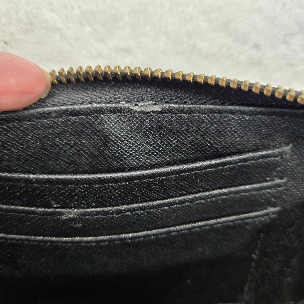 Fossil Leather RFID  Wallet Emma Zip-Round Phone Case Black Cowhide Leather Soft
